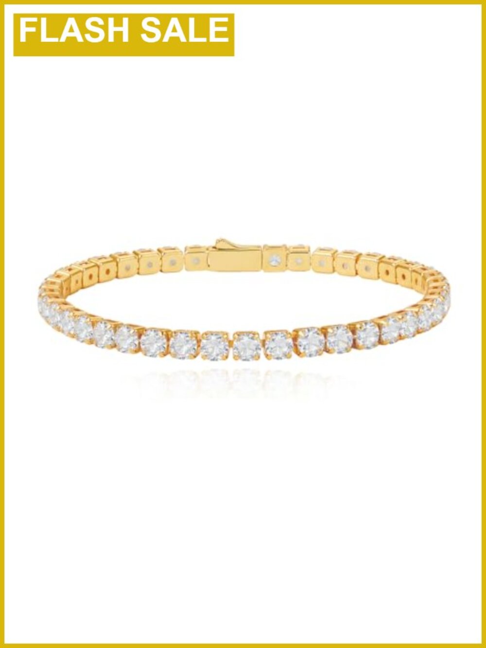 18k Gold Plated Tennis Bracelet Cubic Zirconia Link 7 inch